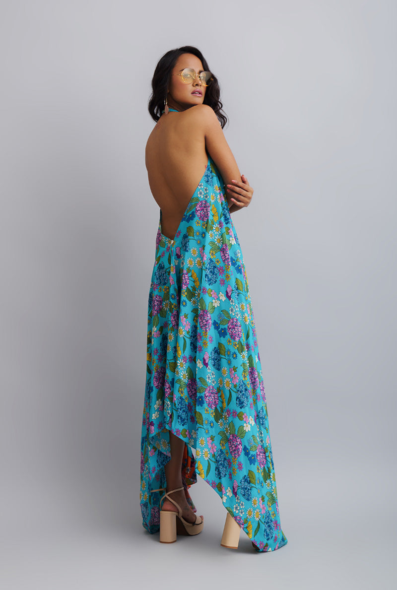 Ruffle Back Less Dress - Designer Clothes