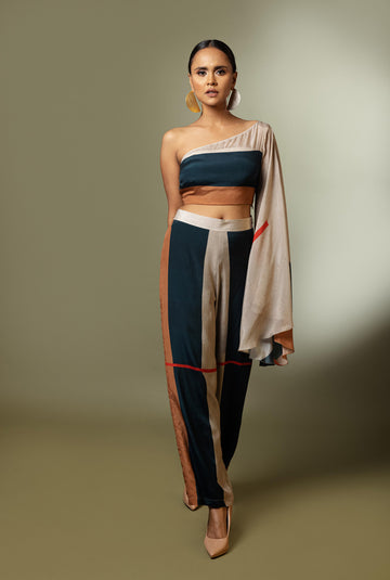 One Off Shoulder Top with Straight Pants by Nautanky - Duchess