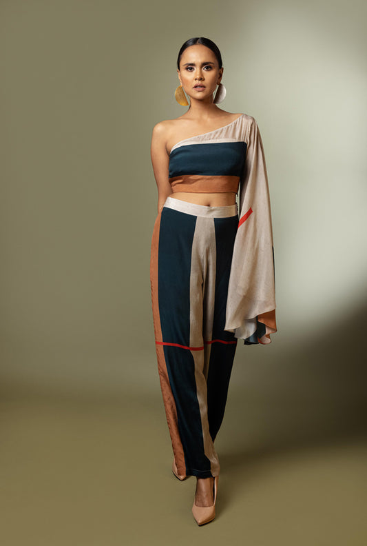 One Off Shoulder Top With Straight Pants - DUCHESS