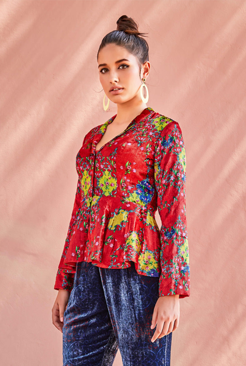 Peplum Top Set - Wide Leg Pants