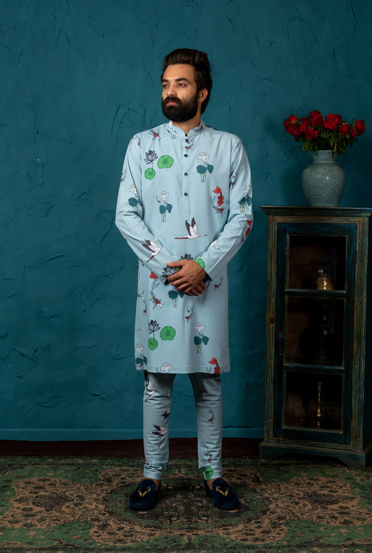 BLUE PRINTED KURTA SET