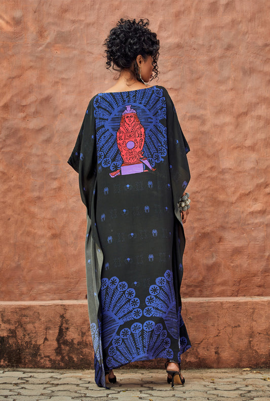 Black Tie-Up Kaftan