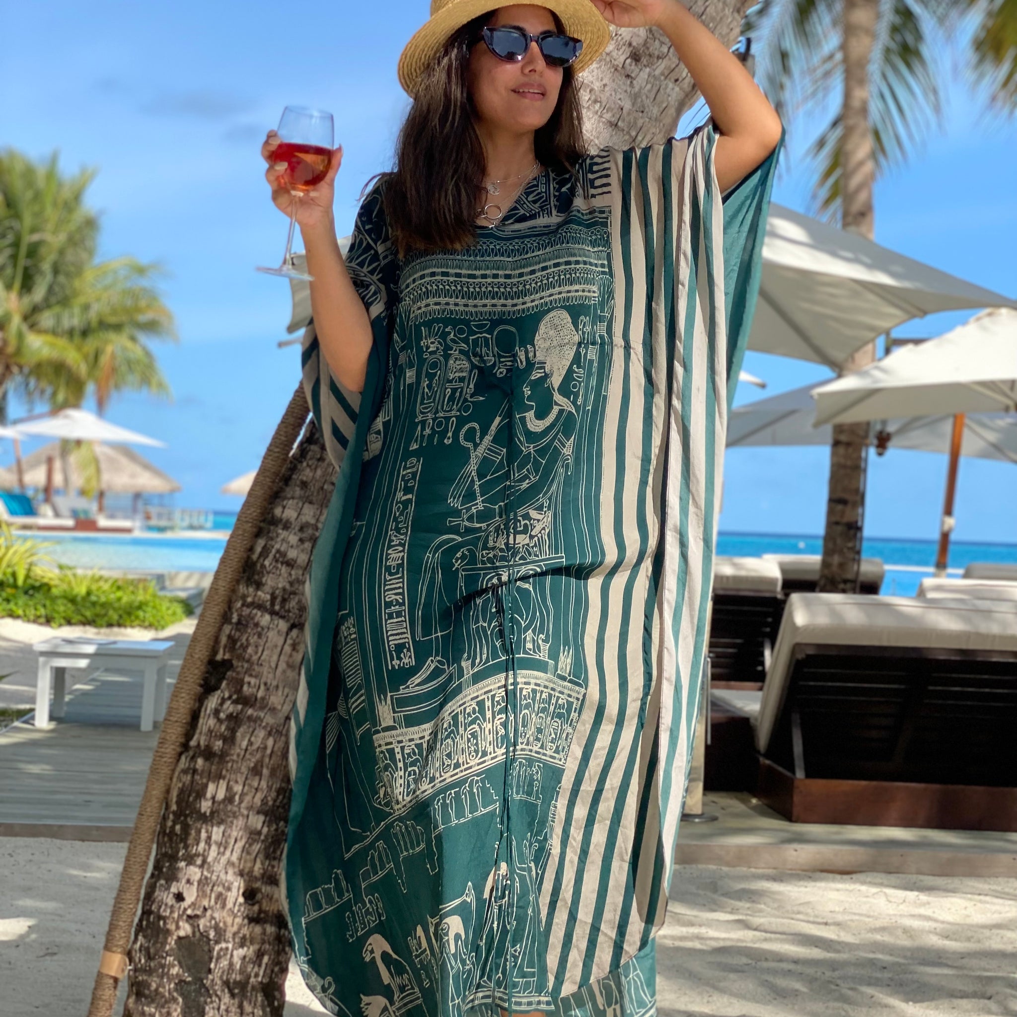 Hina Khan in our Teal Kaftan