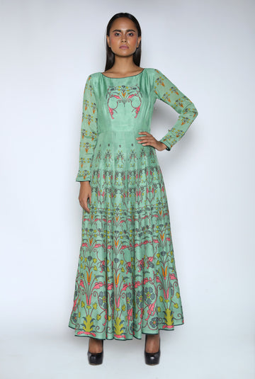 Green Printed Kurta Set