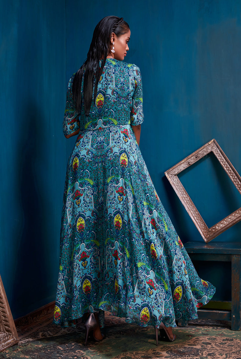 Teal High Low Maxi Dresses for Women