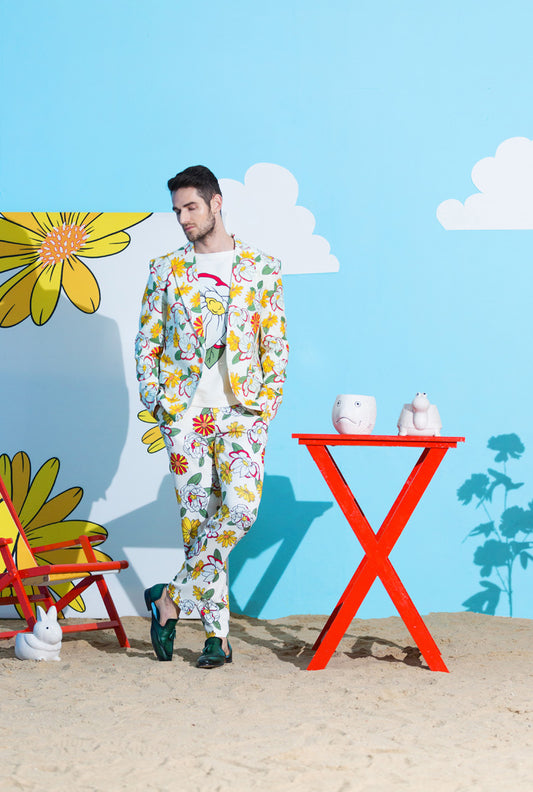 PRINTED BLAZER WITH PANTS - UNDER THE SUN