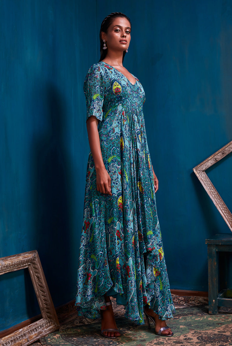 Teal High Low Maxi - Designer Clothes Online