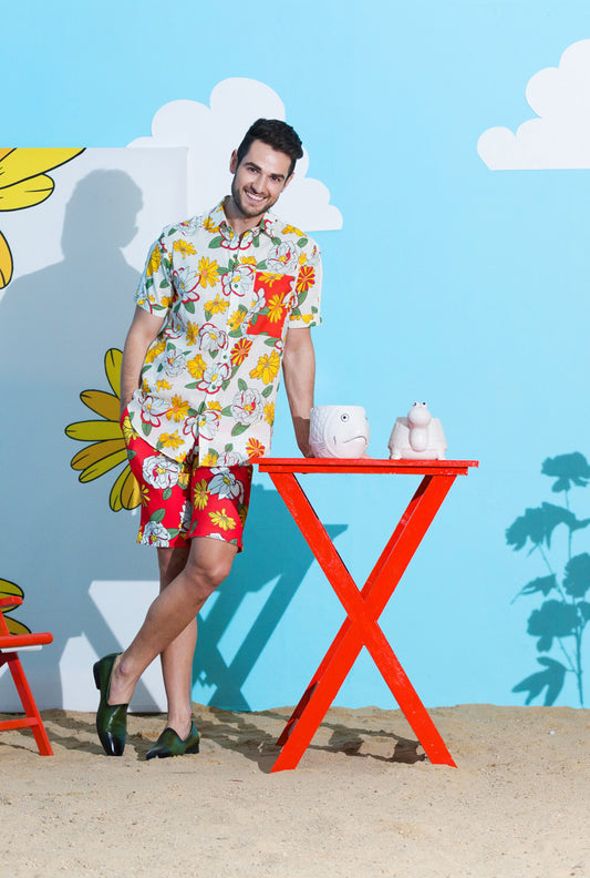 PRINTED SHIRT WITH LYCRA SHORTS - OH HONEY!