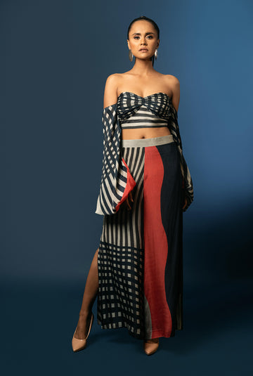 Ballon Sleeved Top with Slitted Pants by Nautanky - Snatched