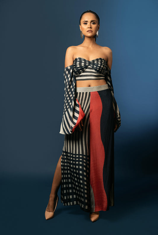 Ballon Sleeved Top With Slitted Pants - SNATCHED