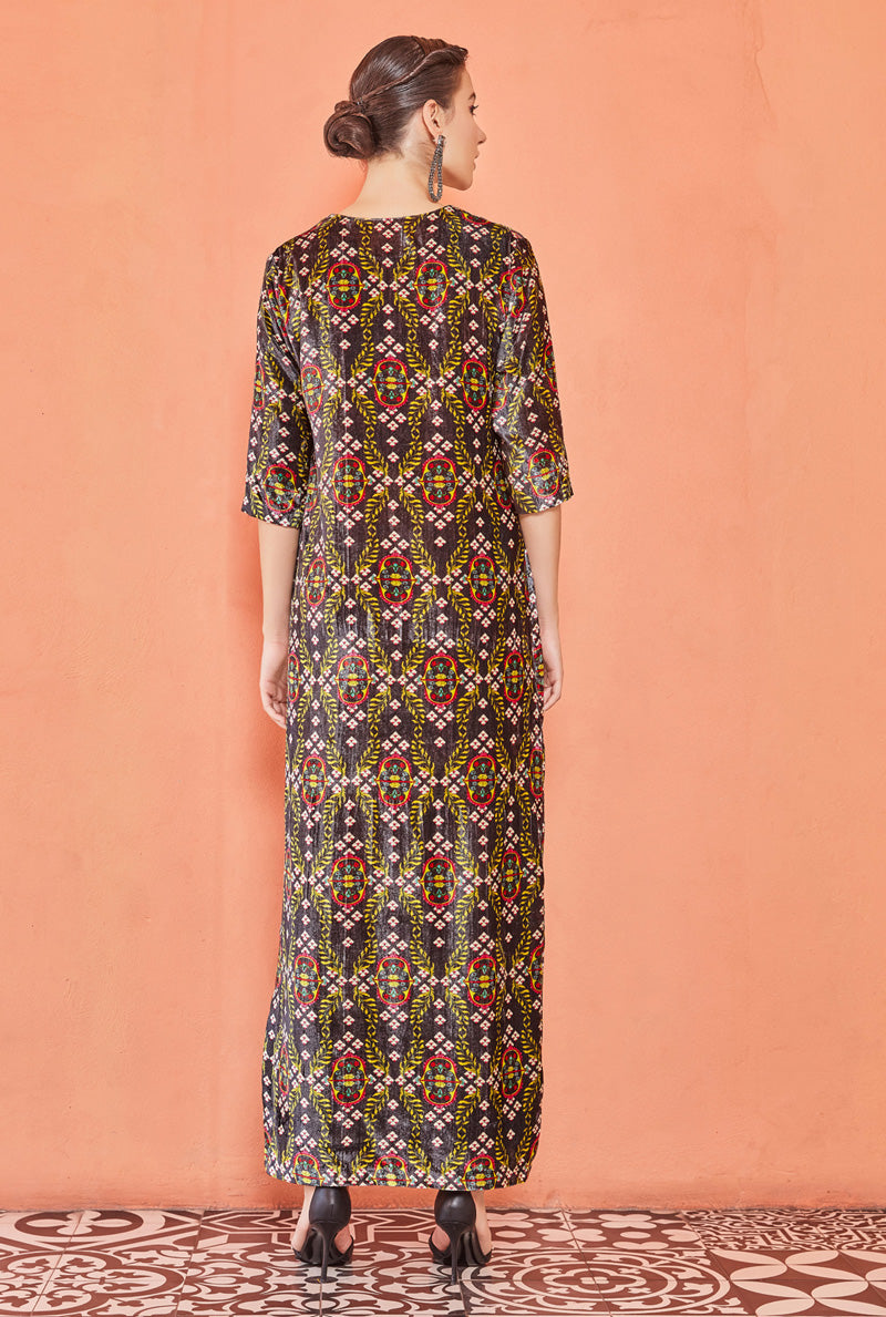 Black Printed Maxi Dresses for Women
