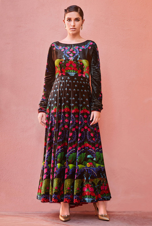 BLACK KALIDAR KURTA