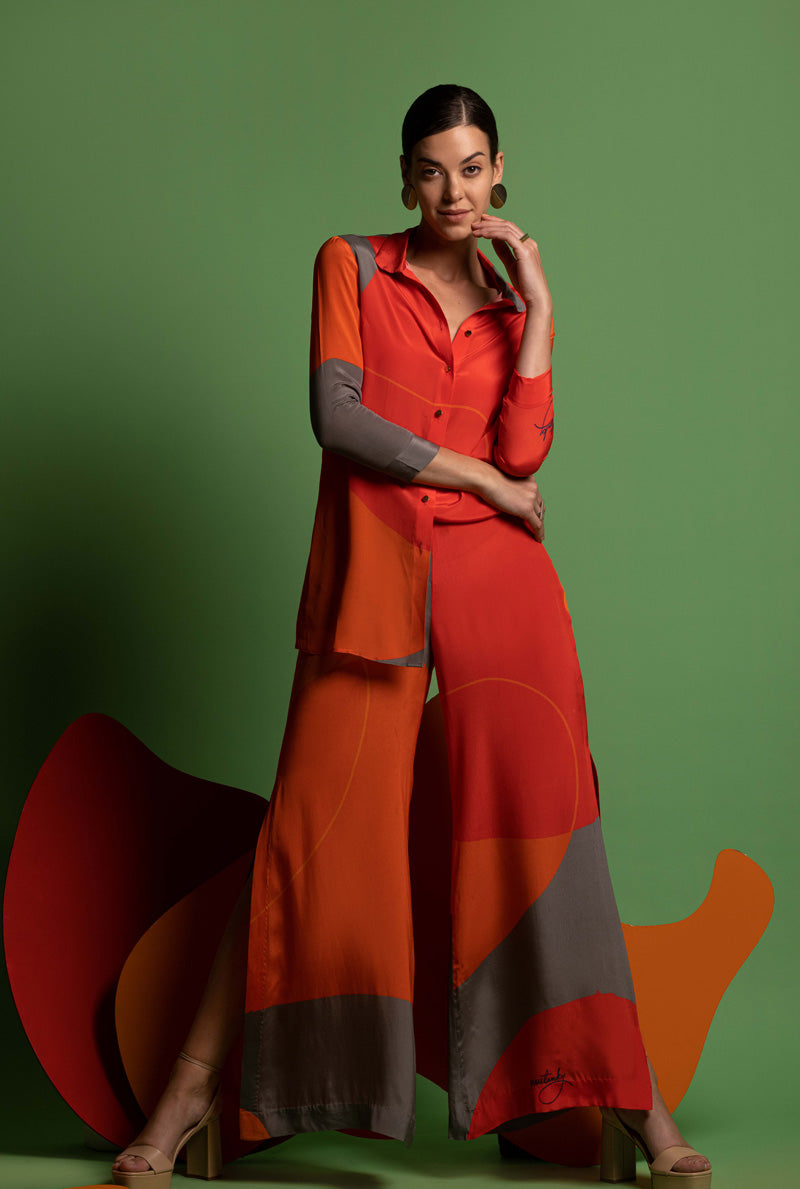 Orange-Grey-Red Women Shirt and Pants -ONE FOR ALL