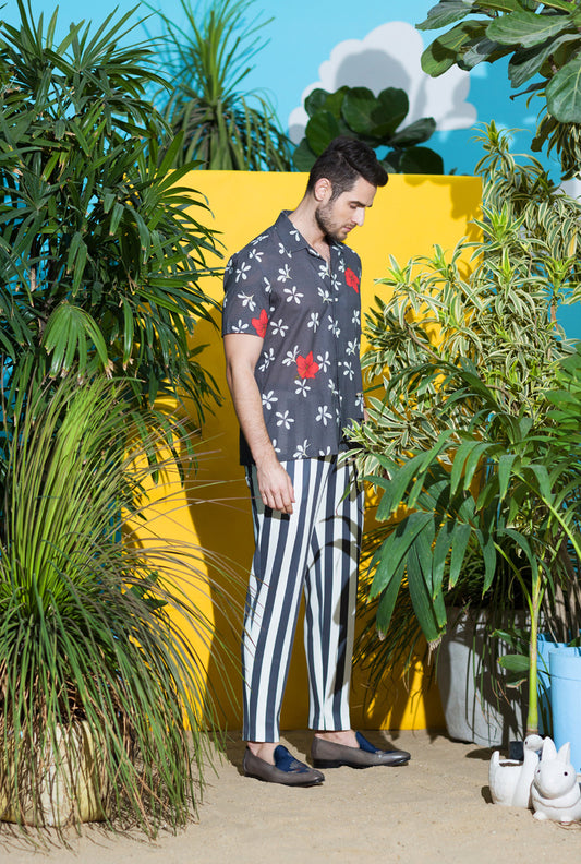 PRINTED NOTCH COLLAR SHIRT WITH TROUSER - A SUMMER SONG