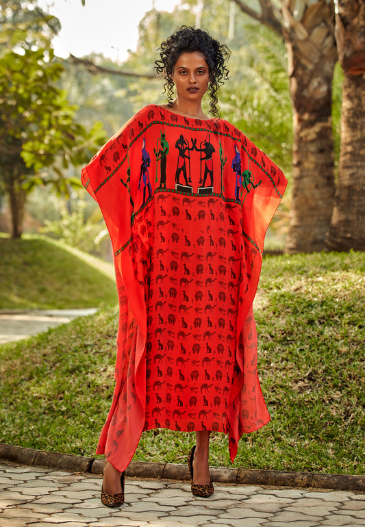 Hina Khan in our Red printed Kaftan