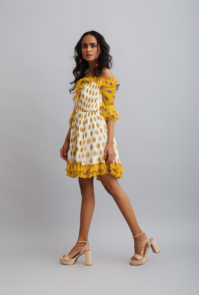 Gathered Chiffon Gown for Women