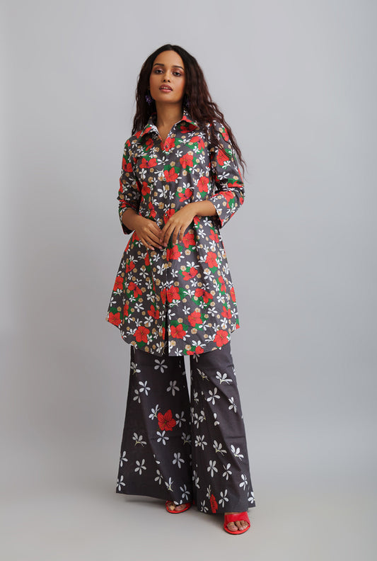 Long Shirt With Wide Leg Trouser - TIS THE SZN