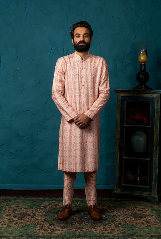 PINK PRINTED KURTA SET