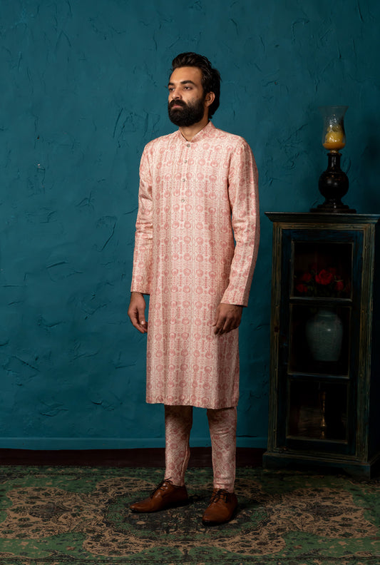 PINK PRINTED KURTA SET