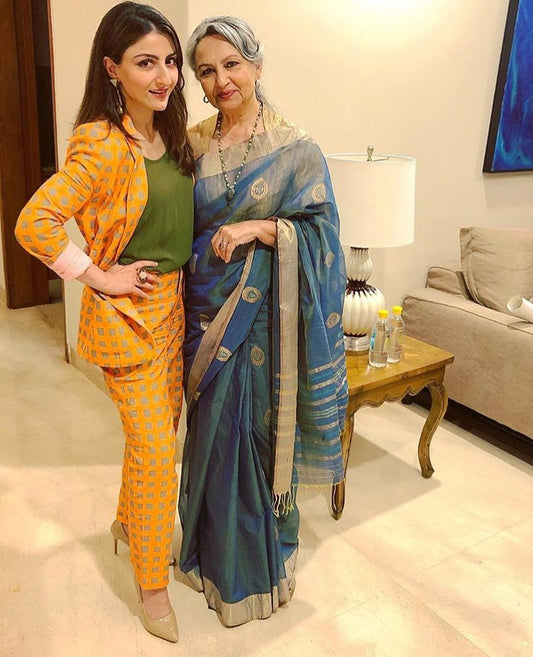 Soha Ali Khan in our geometric printed pantsuit