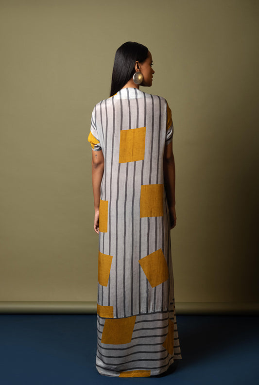 RUSHED DETAIL KAFTAN DRESS - SAVAGE