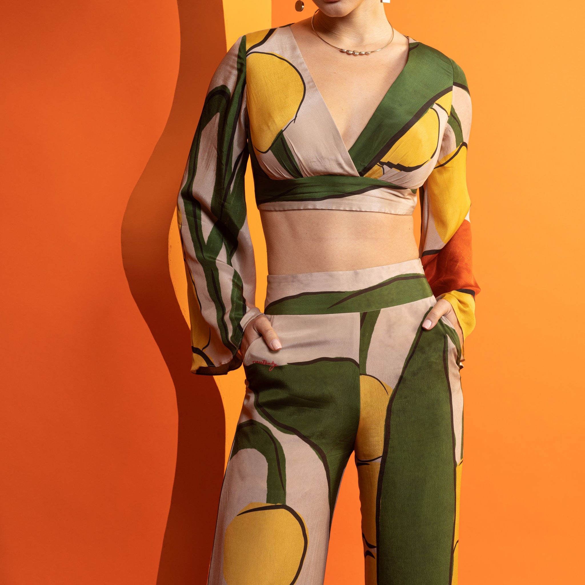 Femme - Gathering Detailed Bustier with Pants by Nautanky