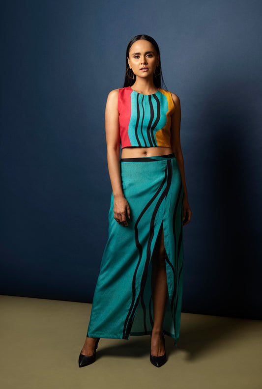 Cropped Top With Slitted Skirt - STAN THE FIT