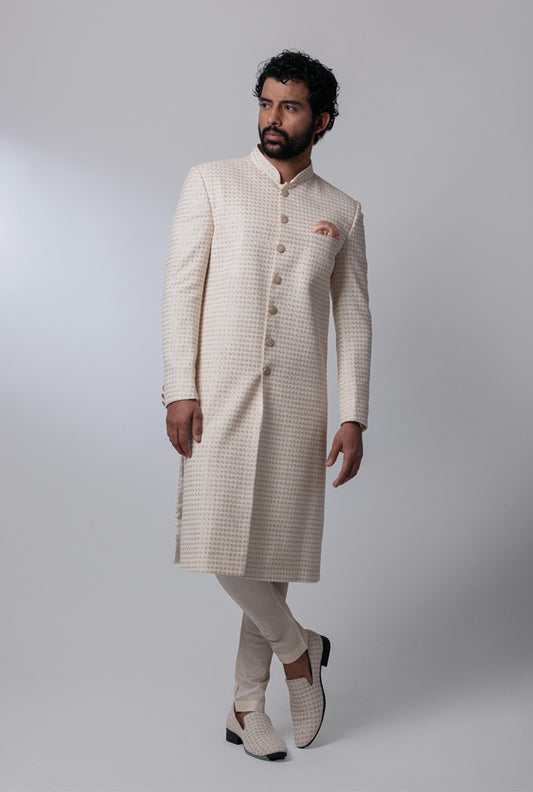 Bone White Sherwani Set