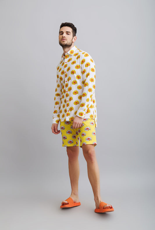 Printed Shirt With Lycra Shorts - GLAZED