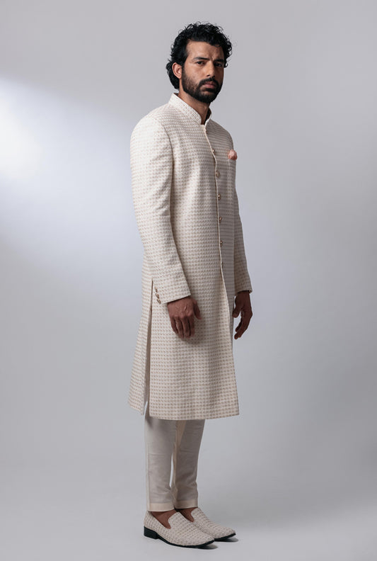 Bone White Sherwani Set