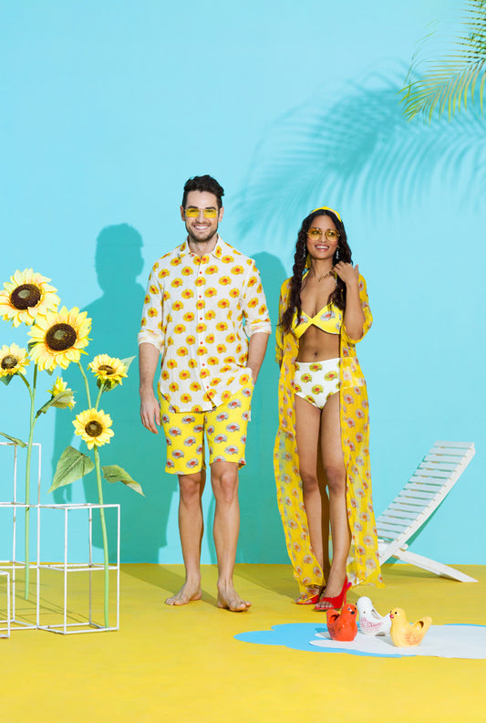 Printed Shirt With Lycra Shorts - GLAZED
