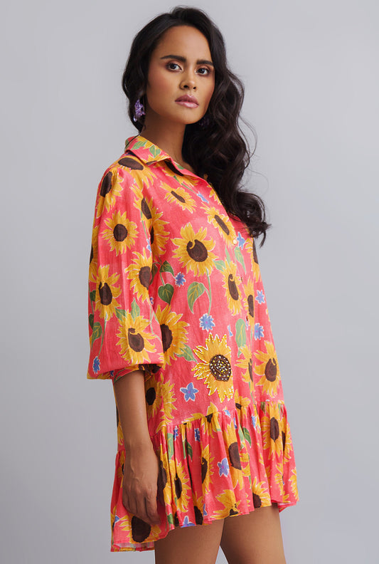 PRINTED SHIRT DRESS - DANDELION