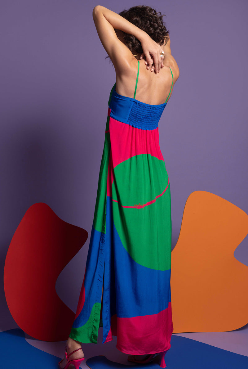 Green-hot Pink-Blue - Maxi |Designer Dresses for Women