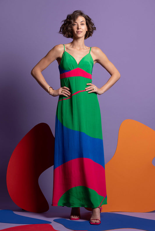 Green-hot Pink-Blue- maxi dress - MAXI REDUX