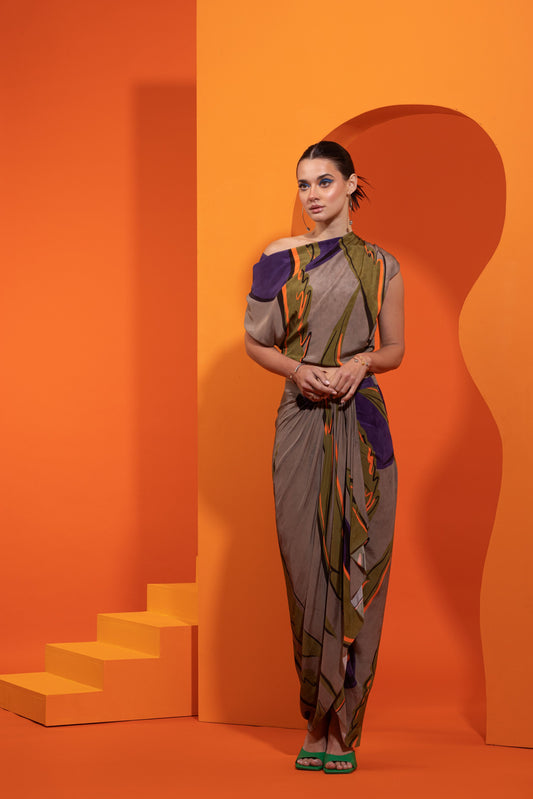 ALWAYS SHININ' -Drape Top With Drape Skirt