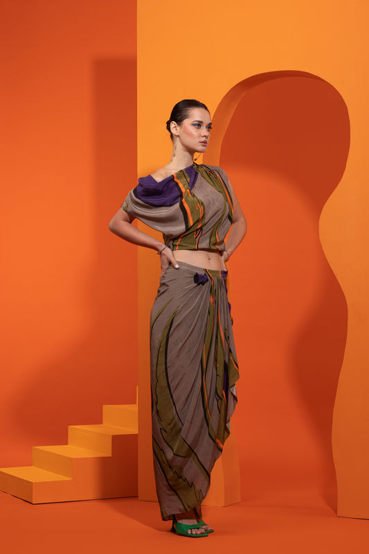 ALWAYS SHININ' -Drape Top With Drape Skirt