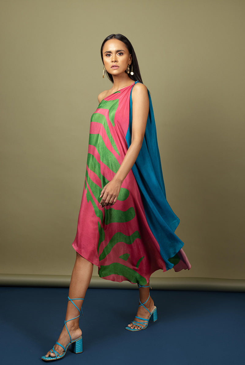 Indo Western One Shoulder Drape Dresses