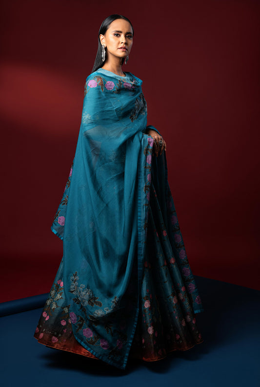 Ziba Teal Lehenga