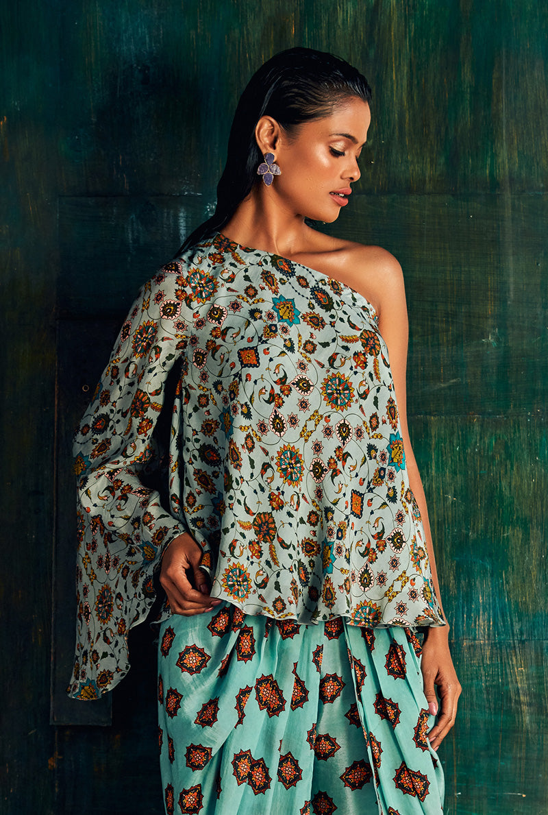 Ice Blue Designer Top for Women