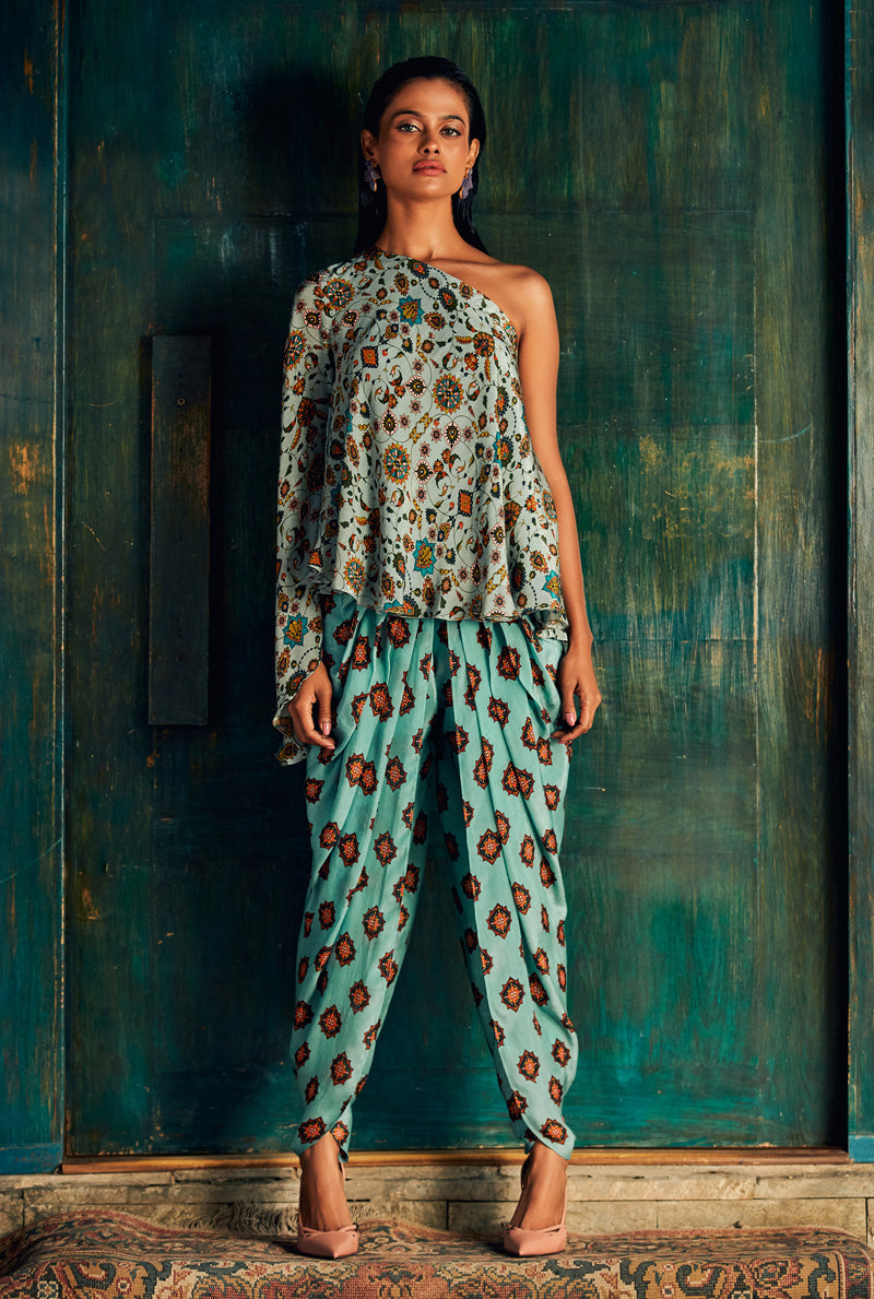 Ice Blue Top with Pants by Nautanky