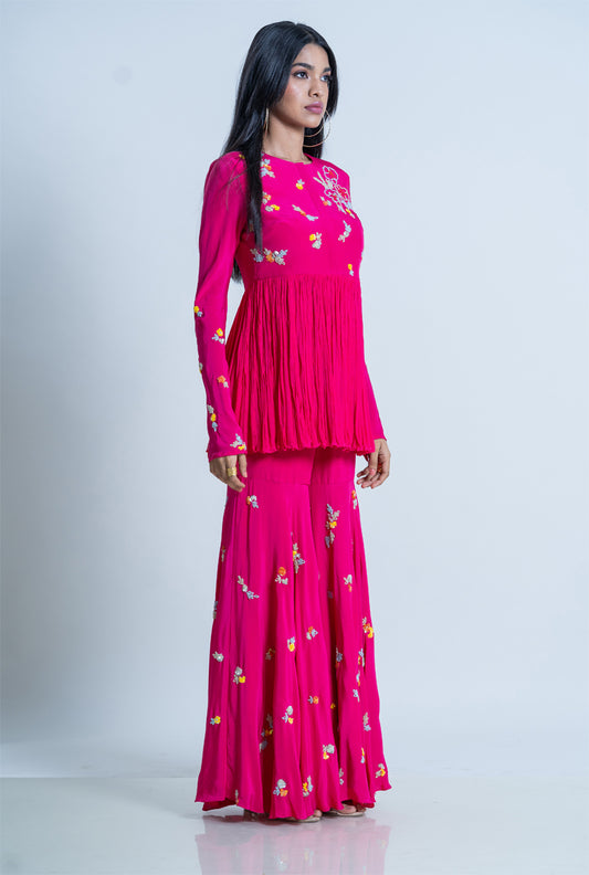 Fuchsia Peony Sharara set