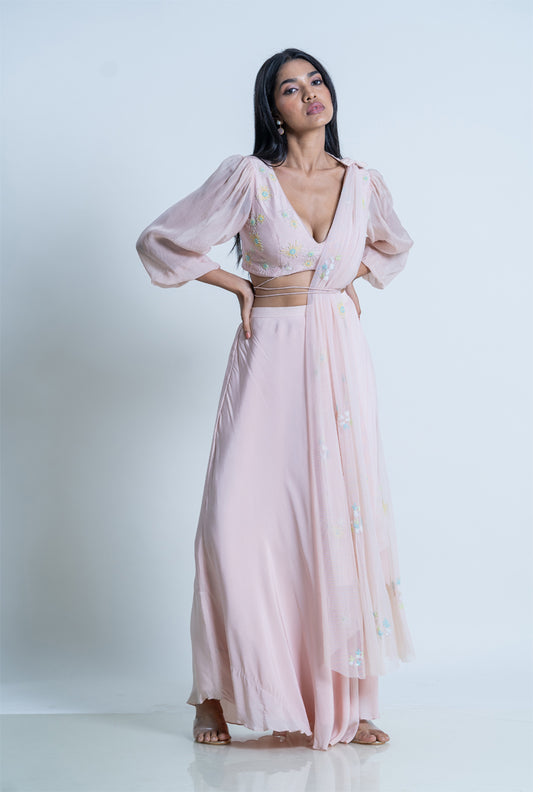 Pink Dahlia Skirt set